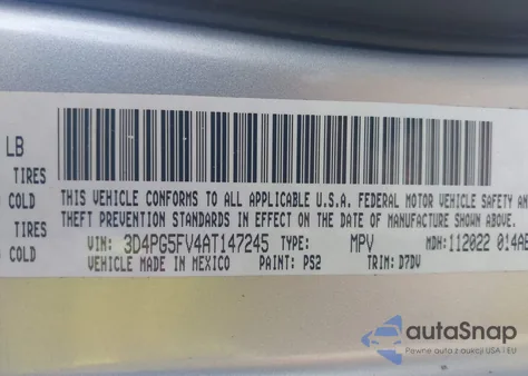 2010 Dodge Journey Sxt from USA, damaged, VIN 3D4PG5FV4AT147245